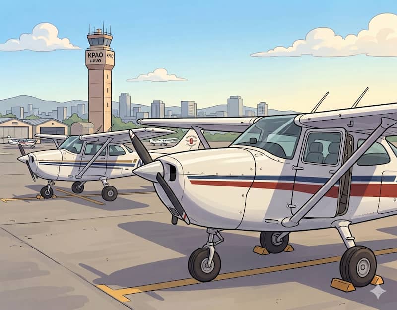 Modern training aircraft at Palo Alto Airport